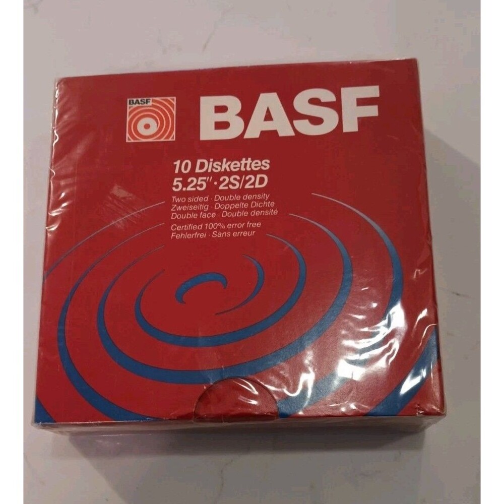BASF 10 Diskettes 5.25" 2S/HD Two-Sided High Density Floppy Disks 54368 NEW!